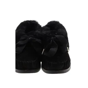 Tory Burch Aberdeen Suede Shearling Fur Slipper Boots BLK Size 8.5