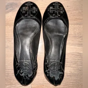 Tory Burch Ballet Flats Reva Black Patent Leather Ballet Flats Shoes
