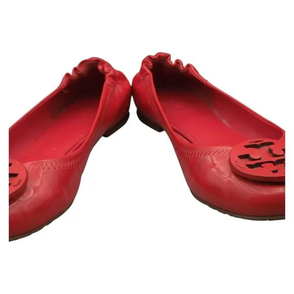 Tory Burch Ballet Flats Women's 9M Minnie Red Leather Ballerina Flats Slip On