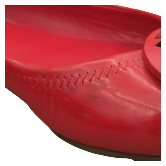 Tory Burch Ballet Flats Women's 9M Minnie Red Leather Ballerina Flats Slip On