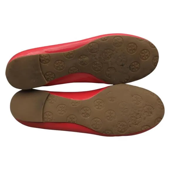 Tory Burch Ballet Flats Women's 9M Minnie Red Leather Ballerina Flats Slip On