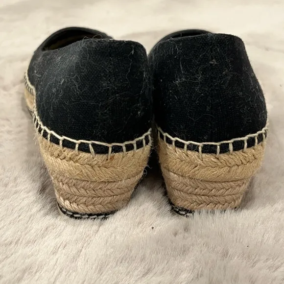 Tory Burch Black Espadrille Canvas Wedge