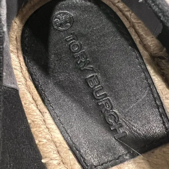 Tory Burch Black Espadrille Canvas Wedge