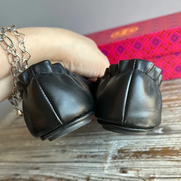 Tory Burch Black Leather Ballet Flats