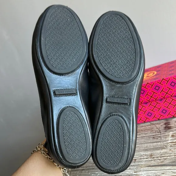 Tory Burch Black Leather Ballet Flats