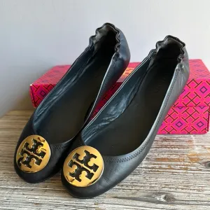 Tory Burch Black Leather Ballet Flats