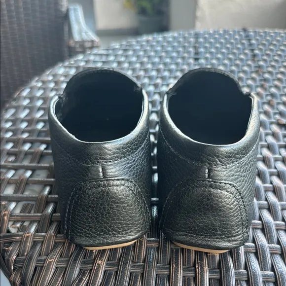 Tory Burch Black Leather Loafers with Gold Emblem 6