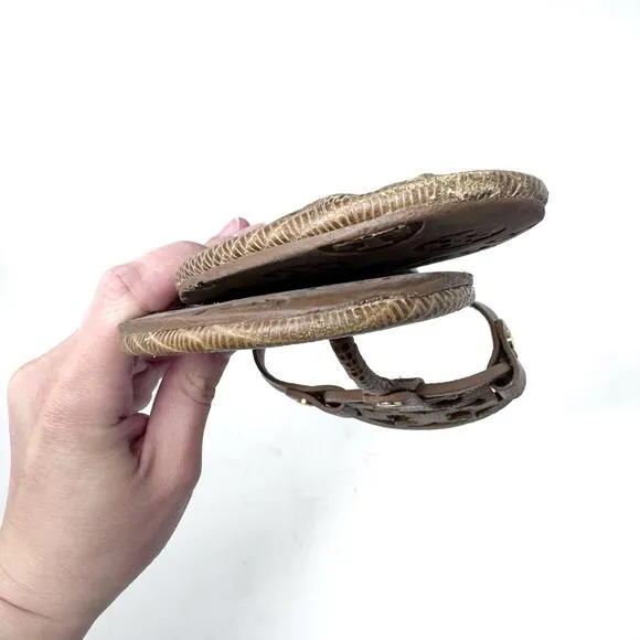 TORY BURCH Brown Tan Leather Reptile Miller Sandals Flip Flops Slides Size 10