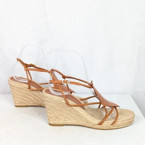 Tory Burch Diamond Patch Leather Espadrilles Wedge Heel Sandals