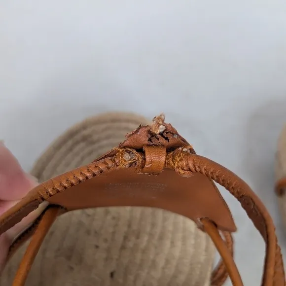 Tory Burch Diamond Patch Leather Espadrilles Wedge Heel Sandals