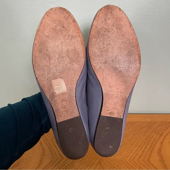 Tory Burch Eleanor Loafer Flats Slip On Leather Pery Winkle Blue Sz 9 Logo