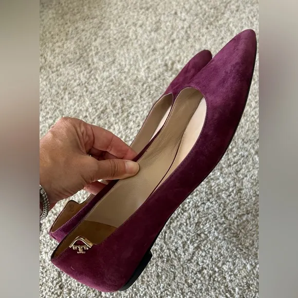 Tory Burch Elizabeth Burgundy Suede Flats SZ 7
