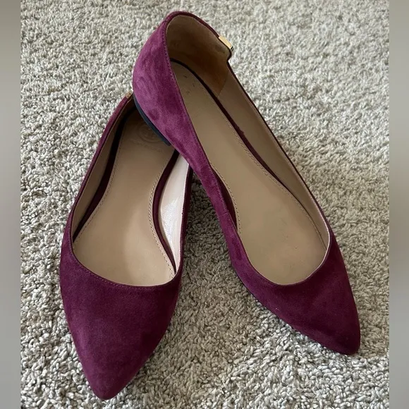 Tory Burch Elizabeth Burgundy Suede Flats SZ 7