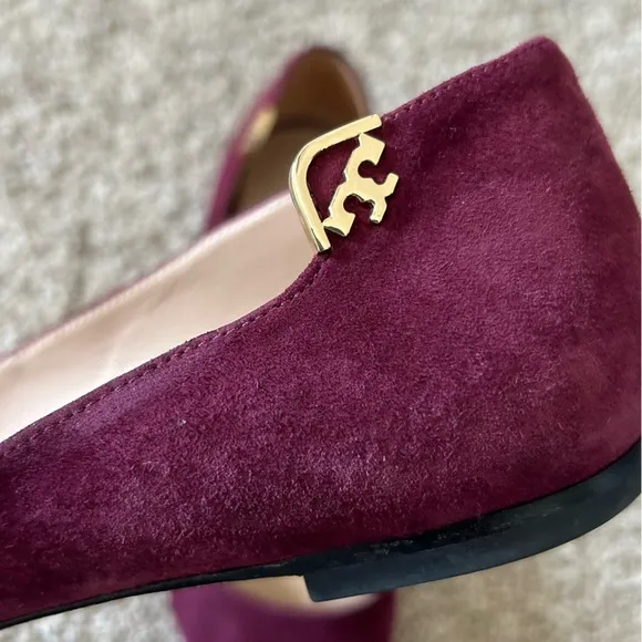 Tory Burch Elizabeth Burgundy Suede Flats SZ 7