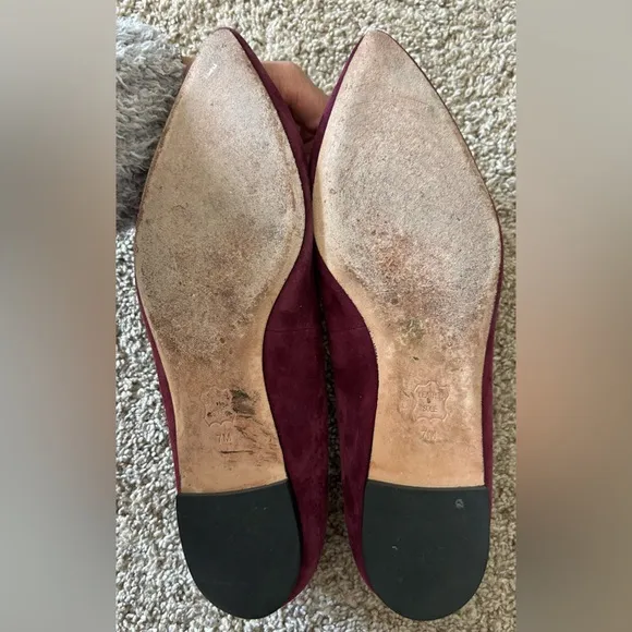 Tory Burch Elizabeth Burgundy Suede Flats SZ 7
