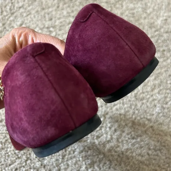 Tory Burch Elizabeth Burgundy Suede Flats SZ 7