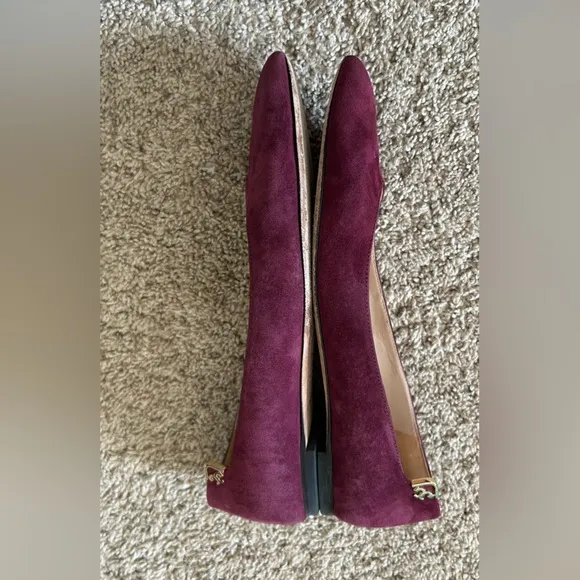 Tory Burch Elizabeth Burgundy Suede Flats SZ 7