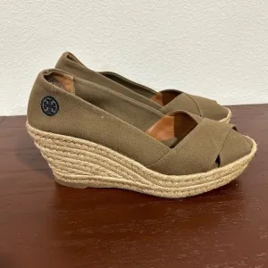 Tory Burch Filipa Peep Toe Wedge Espadrille Tan color Size 9
