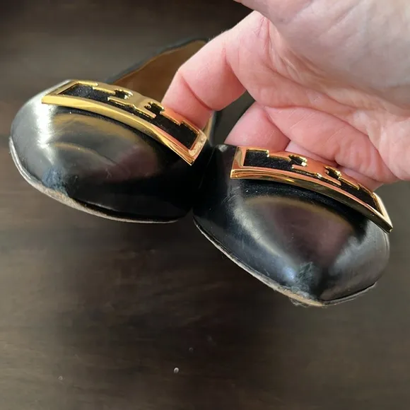 Tory Burch Gigi Pointed Toe Black Leather Flats