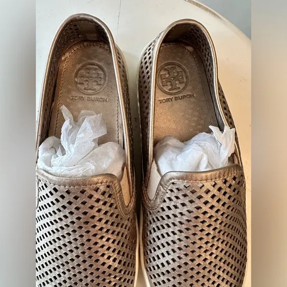 Tory Burch gold slides size 8.5