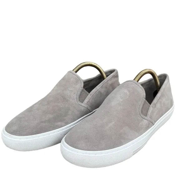 Tory Burch Grey Jesse Slip-On Soft Suede Sneakers Logo Size 6 EUC
