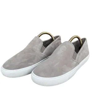 Tory Burch Grey Jesse Slip-On Soft Suede Sneakers Logo Size 6 EUC