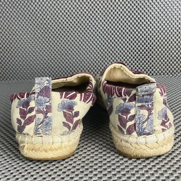 Tory Burch Grosgrain Whipstich Espadrilles Flat Shoes Womens 6 Floral Slip On