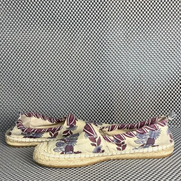 Tory Burch Grosgrain Whipstich Espadrilles Flat Shoes Womens 6 Floral Slip On