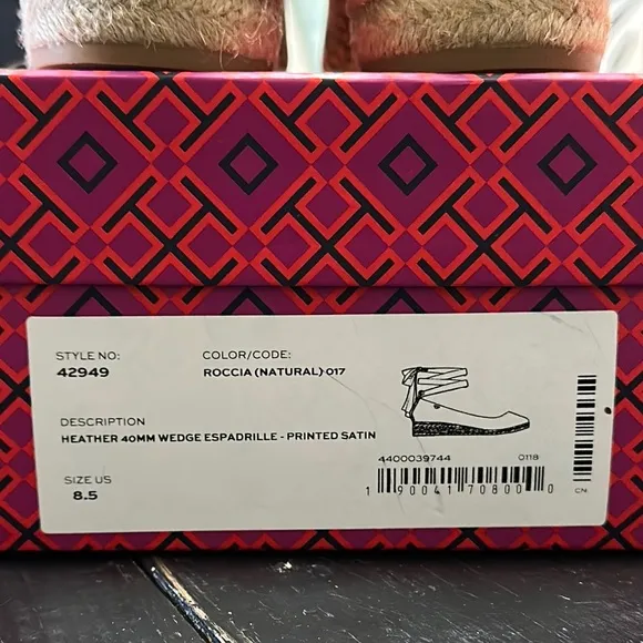 TORY BURCH Heather 40MM Wedge Espadrille - Roccia (Natural) Printed Satin