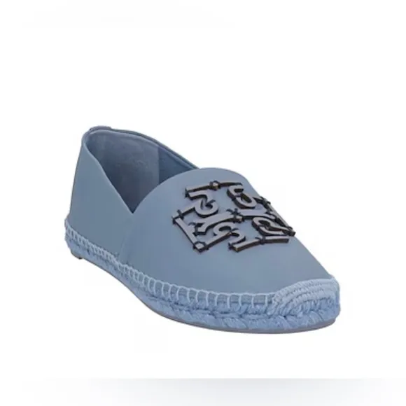 Tory Burch Ines Spring Lotus leather Espadrile Slate Blue Sz-8.5 New