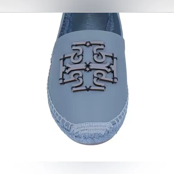 Tory Burch Ines Spring Lotus leather Espadrile Slate Blue Sz-8.5 New