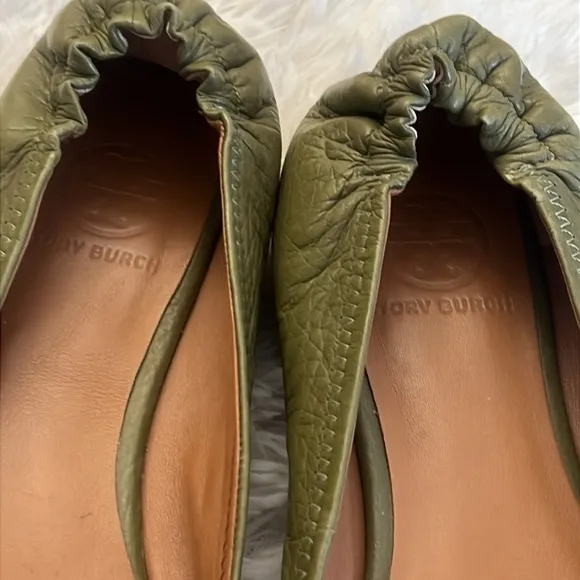 TORY BURCH Leather Miller Espadrilles in Khaki Size 10.5