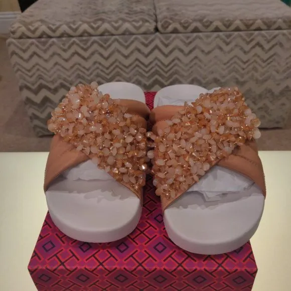 Tory Burch Logan Beaded Slides