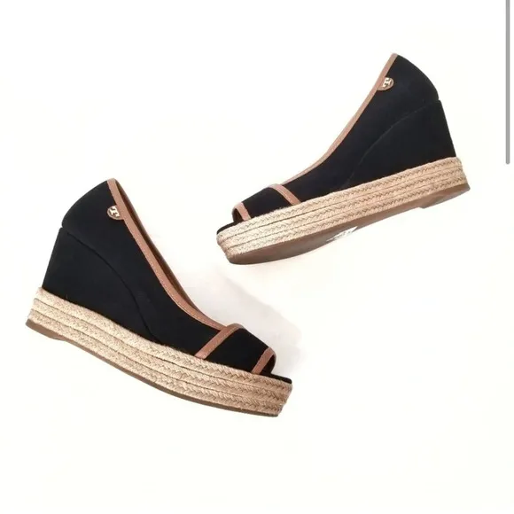 Tory Burch Majorca Espadrilles Peep Toe Wedge- Size 8.5