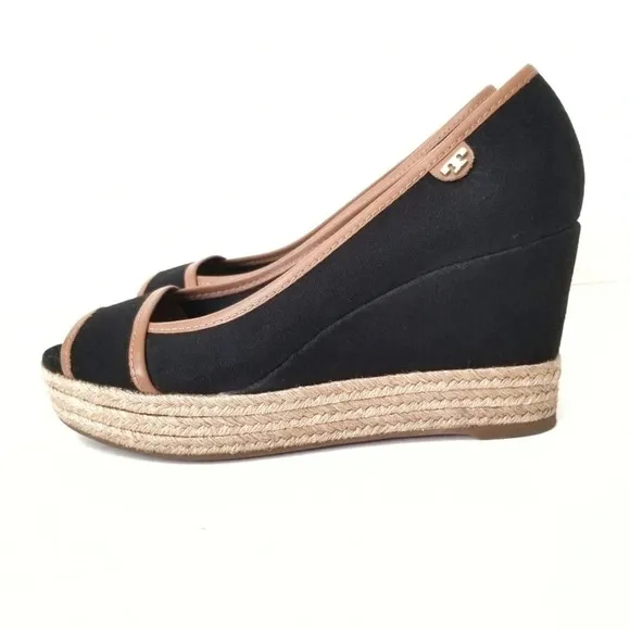 Tory Burch Majorca Espadrilles Peep Toe Wedge- Size 8.5