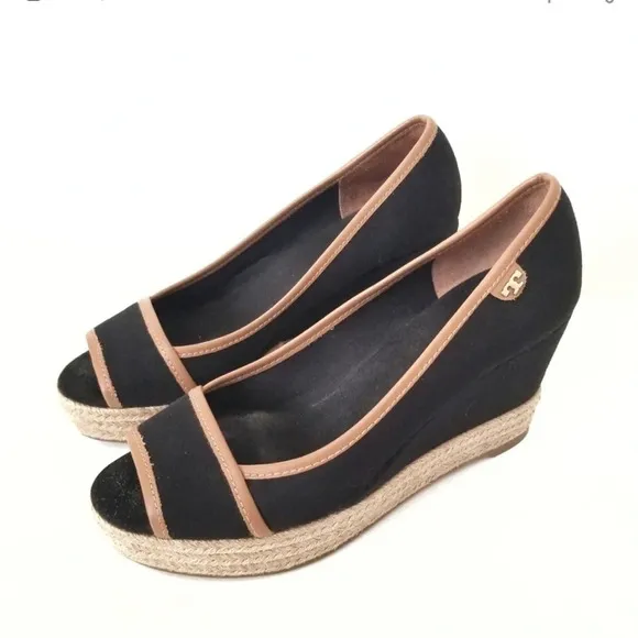 Tory Burch Majorca Espadrilles Peep Toe Wedge- Size 8.5
