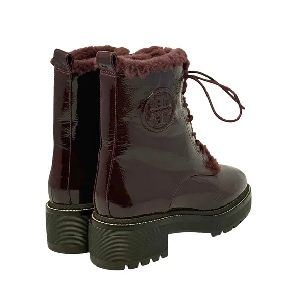 Tory Burch Miller Genuine Shearling Lined Combat Boots