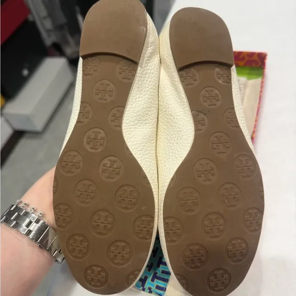 Tory Burch Reva Cream Gold Flats