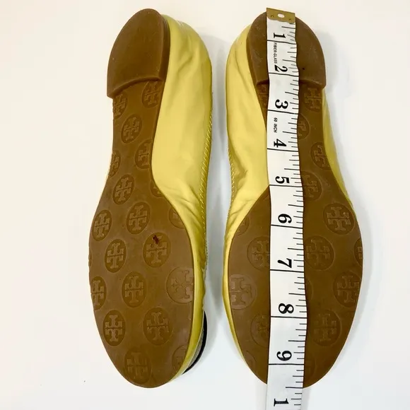 Tory Burch Reva Neon Yellow Patent Leather Flats Size 6