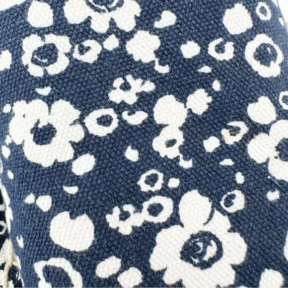 Tory Burch Risa Navy Blue Floral Print Slip-On Flat Espadrilles Sz 6M