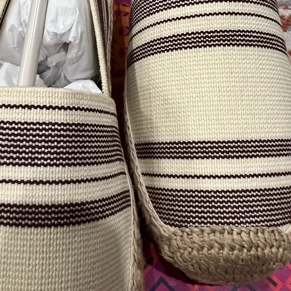Tory Burch Striped Elastic Espadrilles Flats Size 8 Brand New in Box