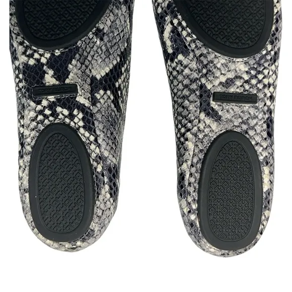 Tory Burch Tri Color Python Embossed Leather Minnie Flats Size 8.5 Animal Print