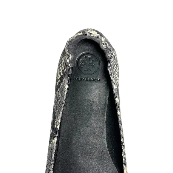 Tory Burch Tri Color Python Embossed Leather Minnie Flats Size 8.5 Animal Print
