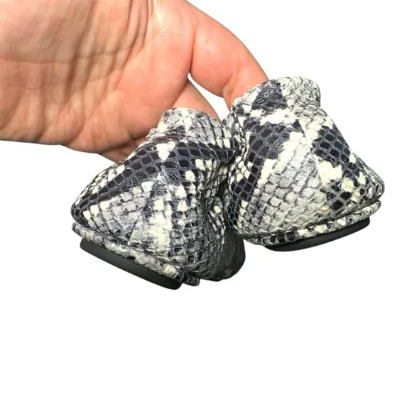 Tory Burch Tri Color Python Embossed Leather Minnie Flats Size 8.5 Animal Print