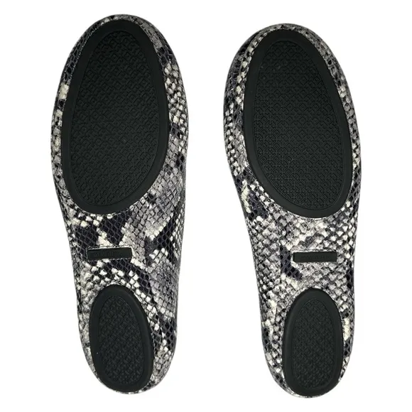 Tory Burch Tri Color Python Embossed Leather Minnie Flats Size 8.5 Animal Print