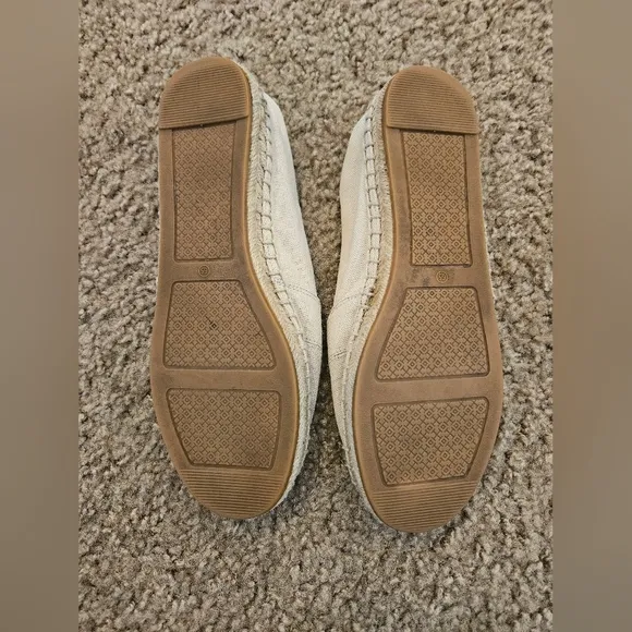 Tory Burch Weston Flat Espadrille Women Tan Canvas Slip On Loafer Shoe, Size 6.5
