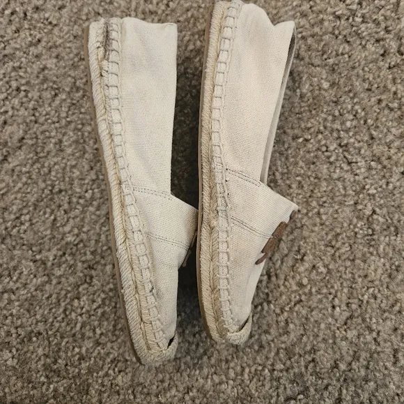 Tory Burch Weston Flat Espadrille Women Tan Canvas Slip On Loafer Shoe, Size 6.5