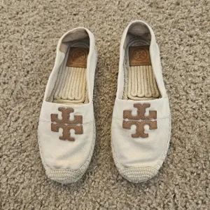 Tory Burch Weston Flat Espadrille Women Tan Canvas Slip On Loafer Shoe, Size 6.5