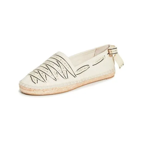 TORY BURCH Womens Ivory 1/2&quot; Platform Grosgrain Toe Slip On Loafers 9.5
