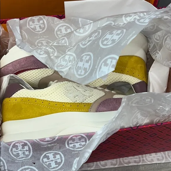 TORY BURCH Women's kick trainer chevrons mesh clr-new ivory-cipria-lino ord(A20)